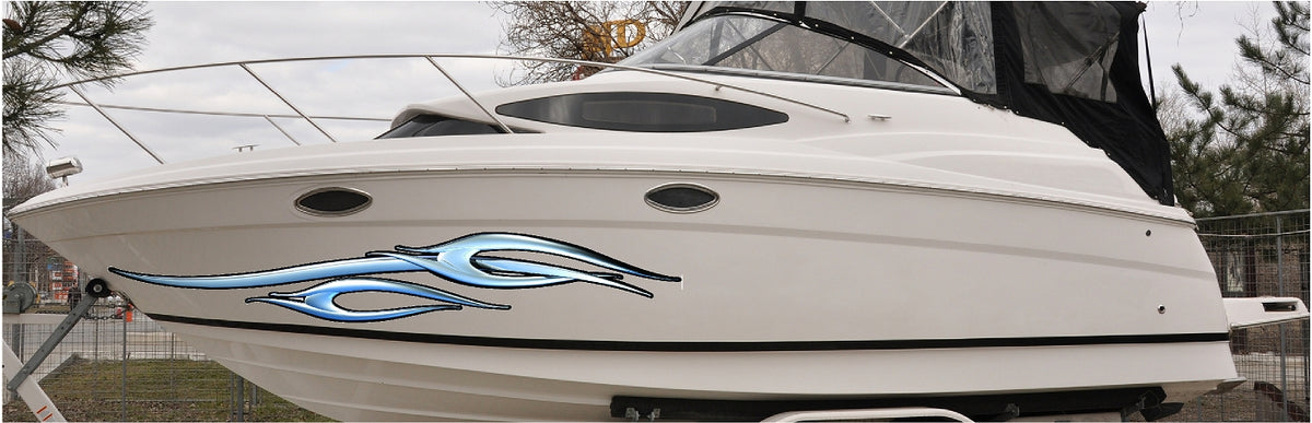 chrome spear decal on boat